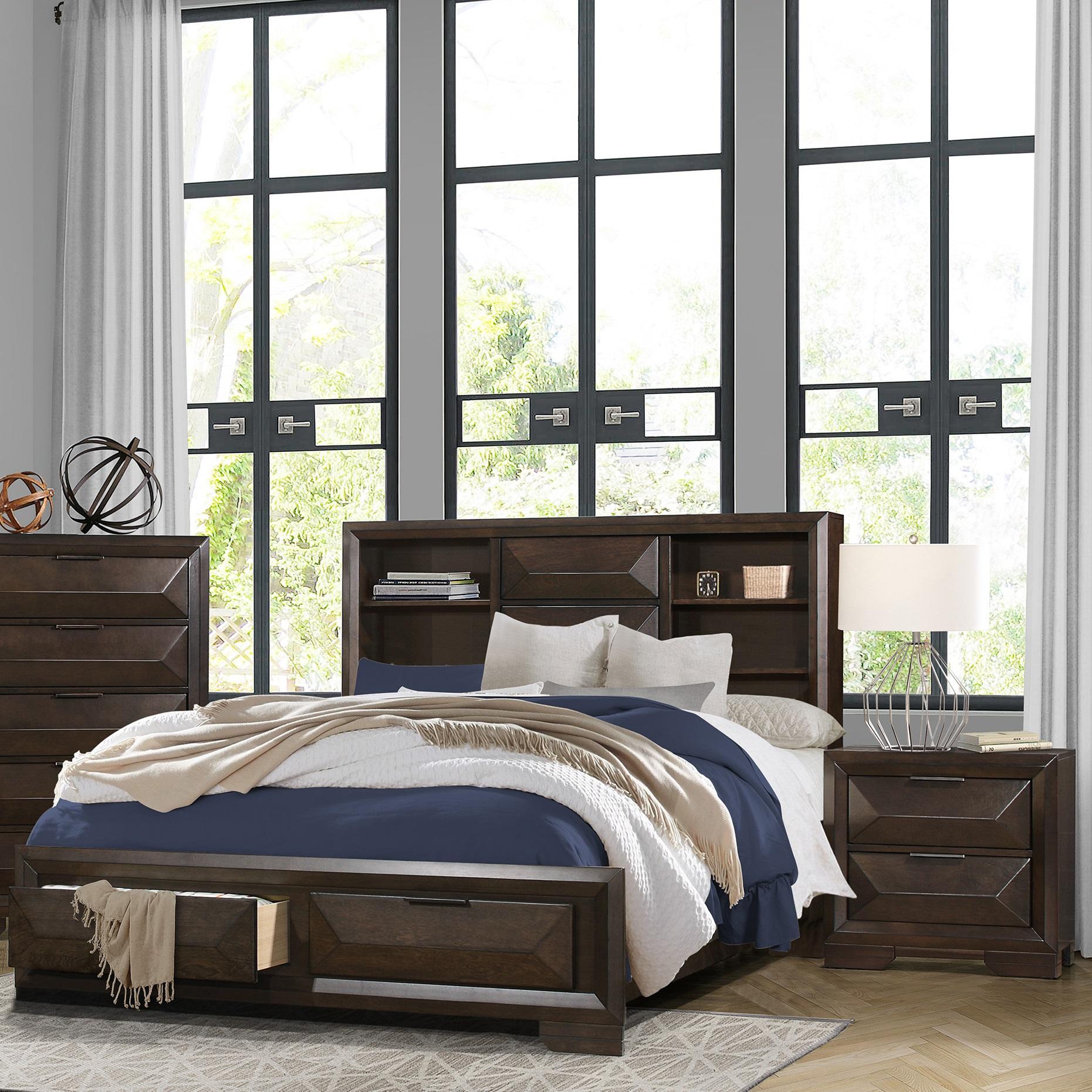 

    
Contemporary Warm Espresso Wood King Bedroom Set 3pcs Homelegance 1753K-1EK* Chesky
