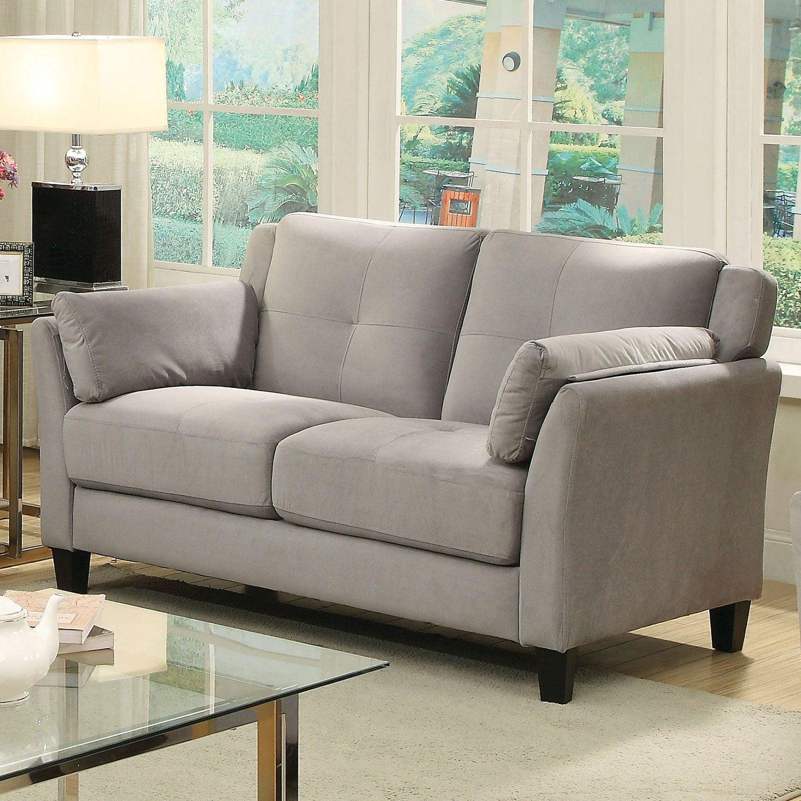 

    
Contemporary Warm Gray Flannelette Loveseat Furniture of America CM6716GY-LV Ysabel
