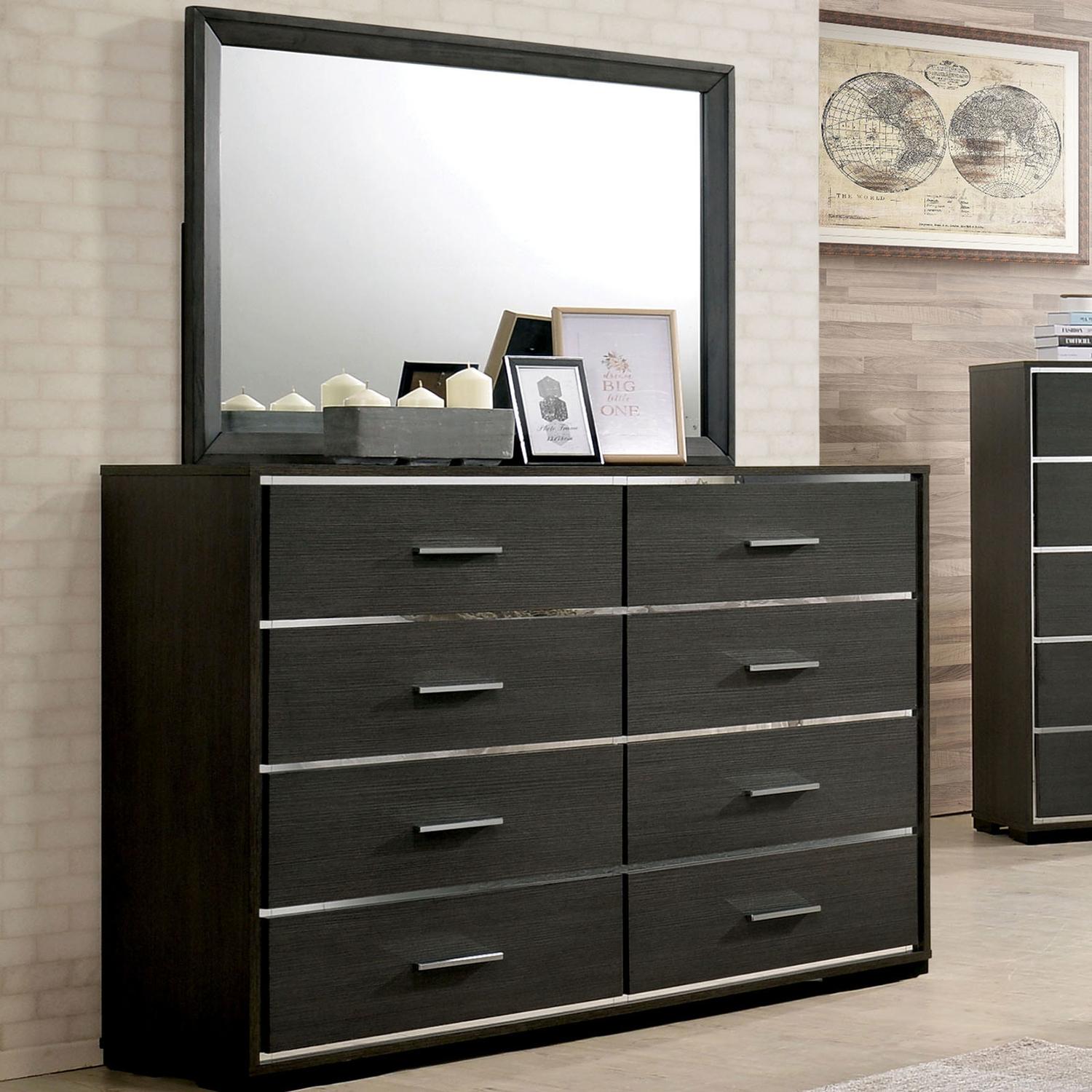 

    
Contemporary Warm Gray Solid Wood Dresser w/Mirror Furniture of America CM7589D*M Camryn
