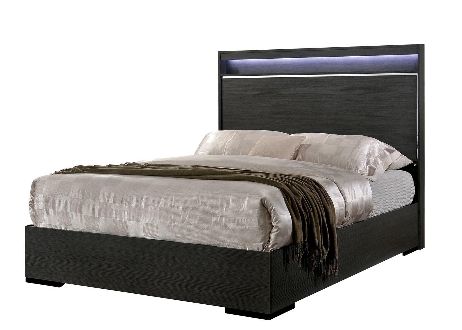 Contemporary Platform Bed CM7589-Q Camryn CM7589-Q in Warm Gray 