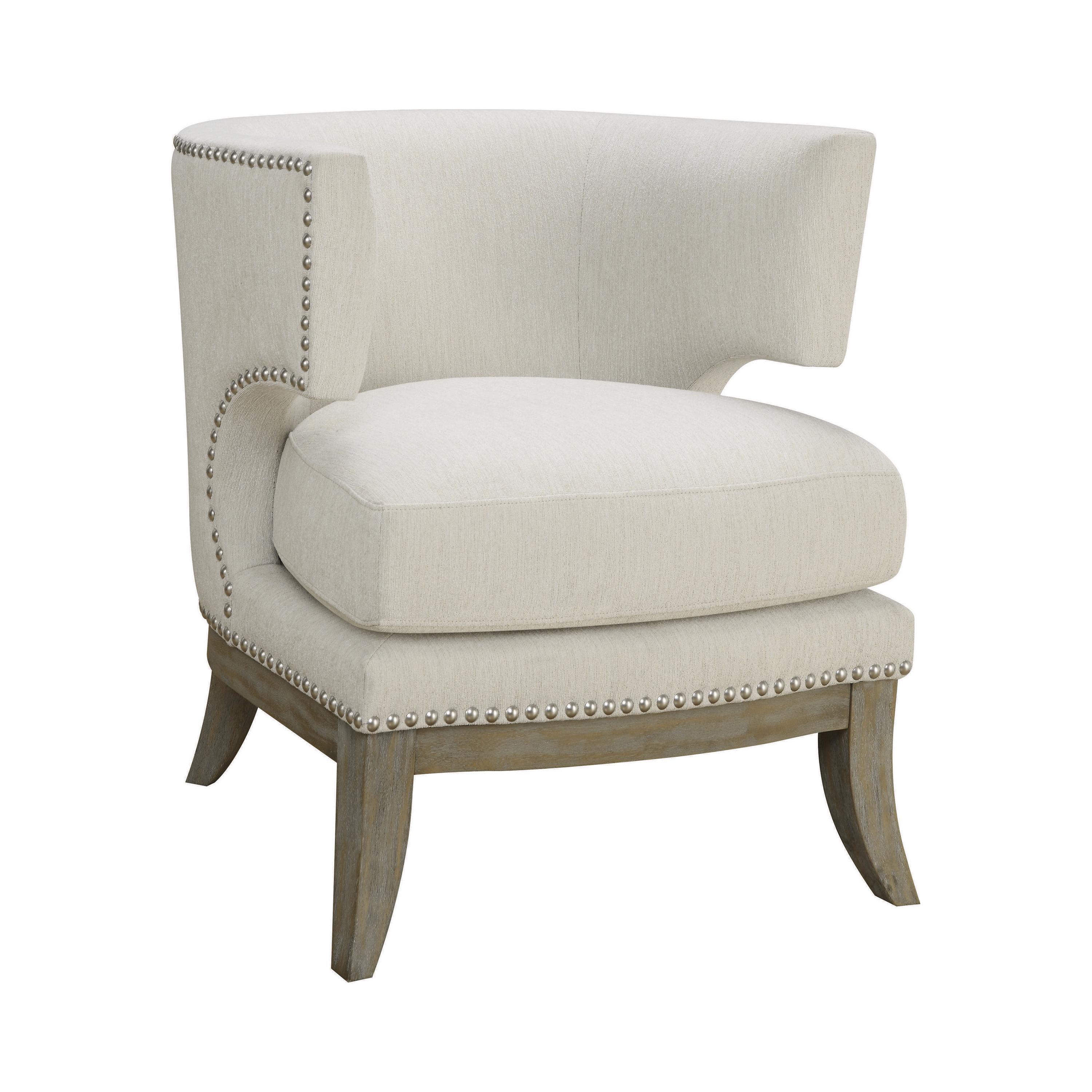 Contemporary Accent Chair 902559 902559 in White Chenille