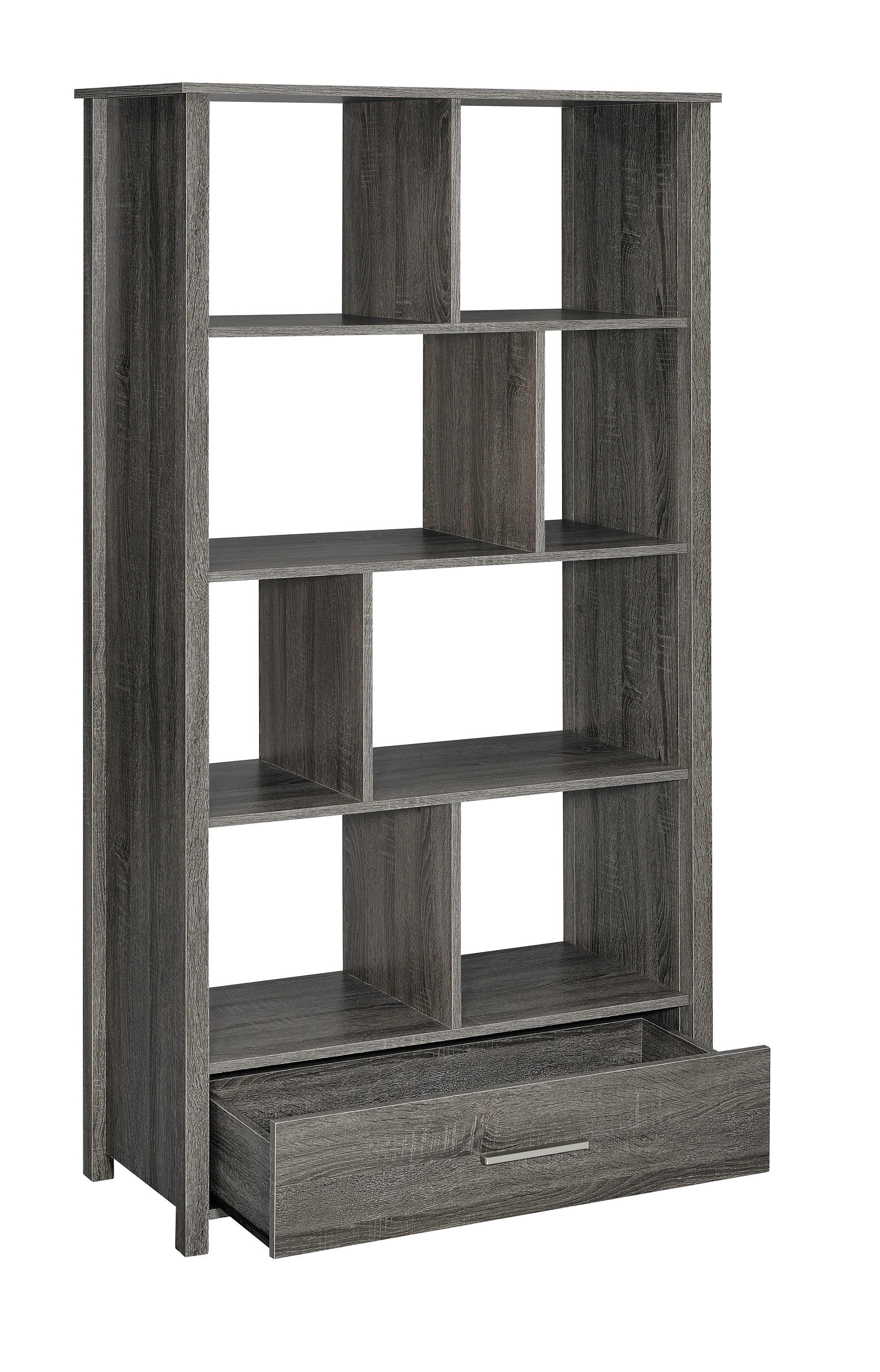 

    
Contemporary Weathered Gray Wood Bookcase Coaster 801577 Dylan
