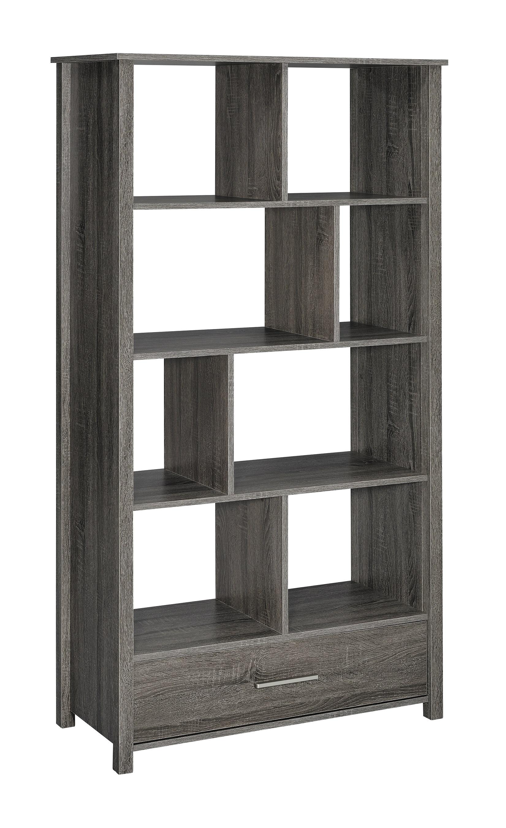 

    
Contemporary Weathered Gray Wood Bookcase Coaster 801577 Dylan
