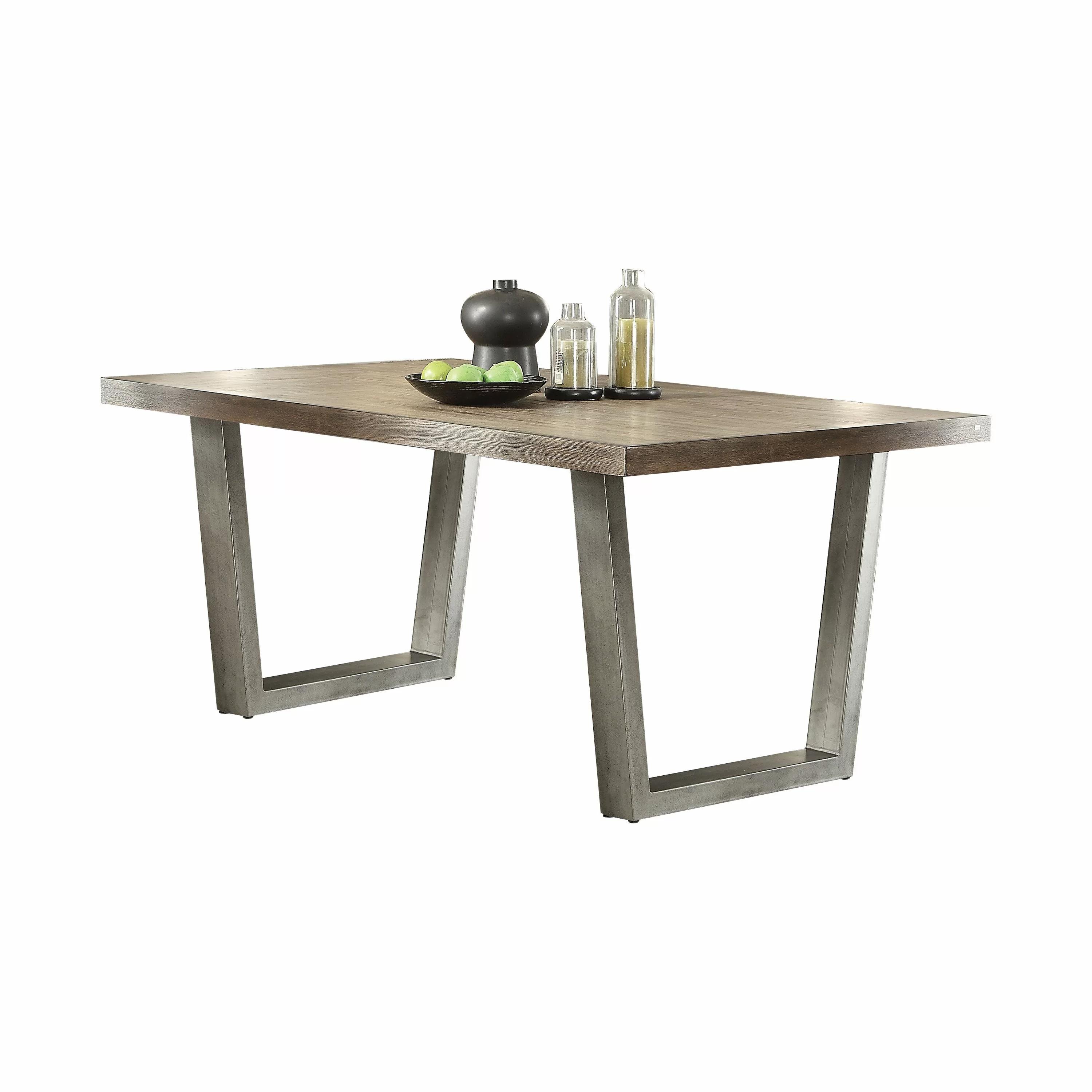 

    
Contemporary Weathered Oak & Antique Silver Dining Table by Acme Lazarus 73110
