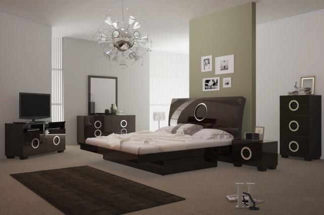 

    
Contemporary Wenge High Gloss Finish King Size Bedroom Set 4Pcs Soflex Oscar
