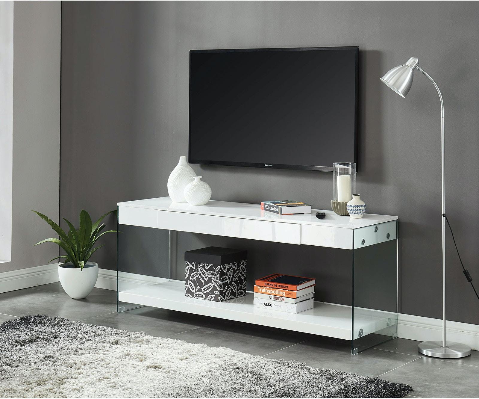 

    
Contemporary White ABS & Glass 60" TV Stand Furniture of America CM5206WH-TV-60 Sabugal
