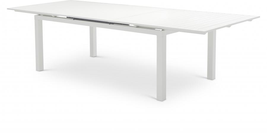 

    
Contemporary White Aluminium Patio Dining Table Meridian Furniture Maldives 343White-T
