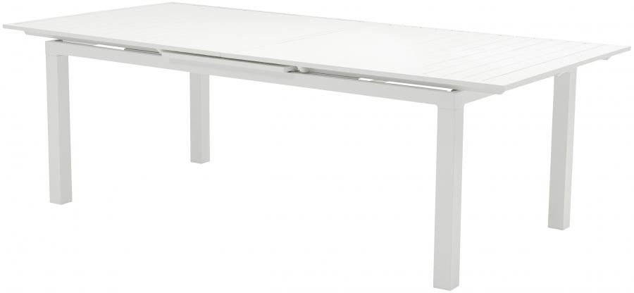 

    
Contemporary White Aluminium Patio Dining Table Meridian Furniture Maldives 343White-T
