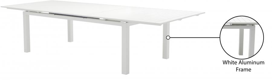

    
 Photo  Contemporary White Aluminium Patio Dining Table Meridian Furniture Maldives 343White-T
