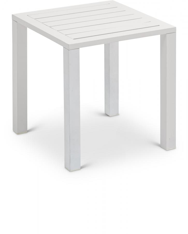 

    
Contemporary White Aluminium Patio End Table Meridian Furniture Maldives 346White-ET
