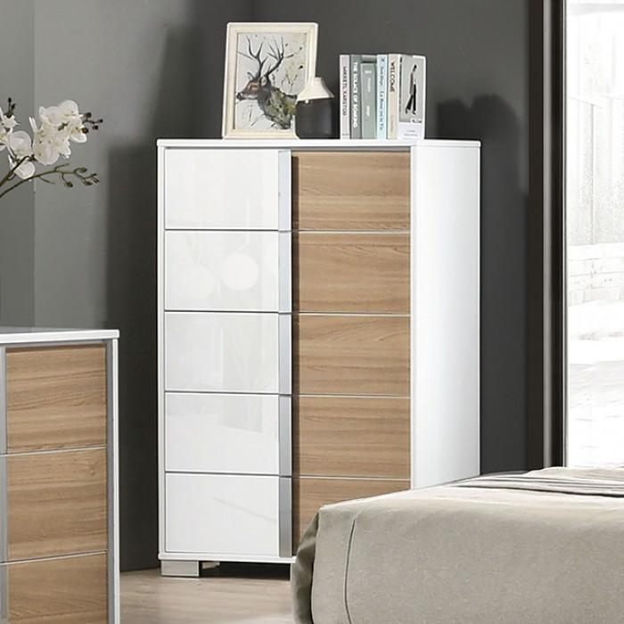

    
Contemporary White and Natural Chest Wood and Metal Furniture of America ERLANGEN CM7462WH-C
