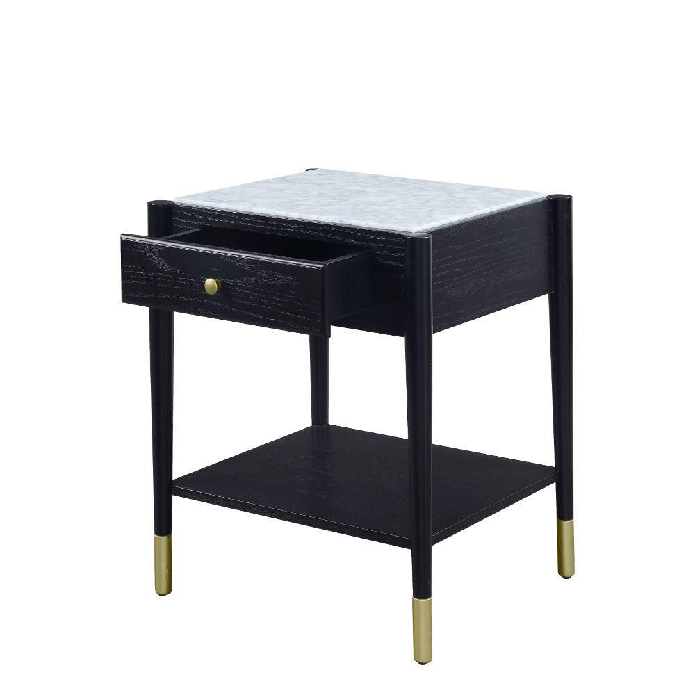 

    
Contemporary White & Black End Table by Acme Atalia 83227
