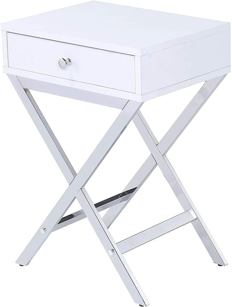 Contemporary, Modern Accent Table 82696 Coleen 82696 in Chrome 