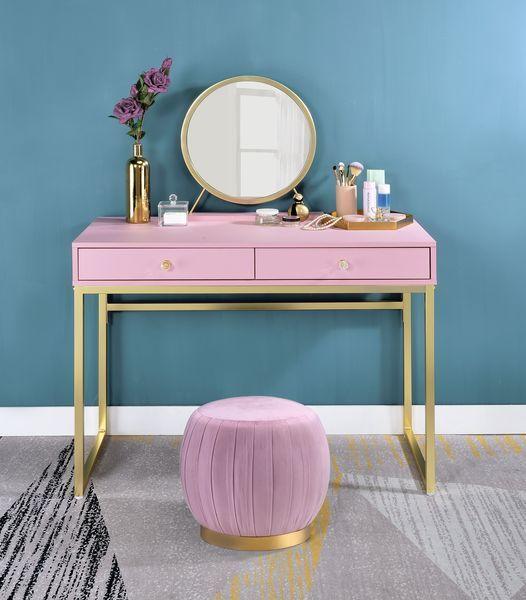 

    
Contemporary White & Brass Vanity Desk by Acme AC00668 Coleen
