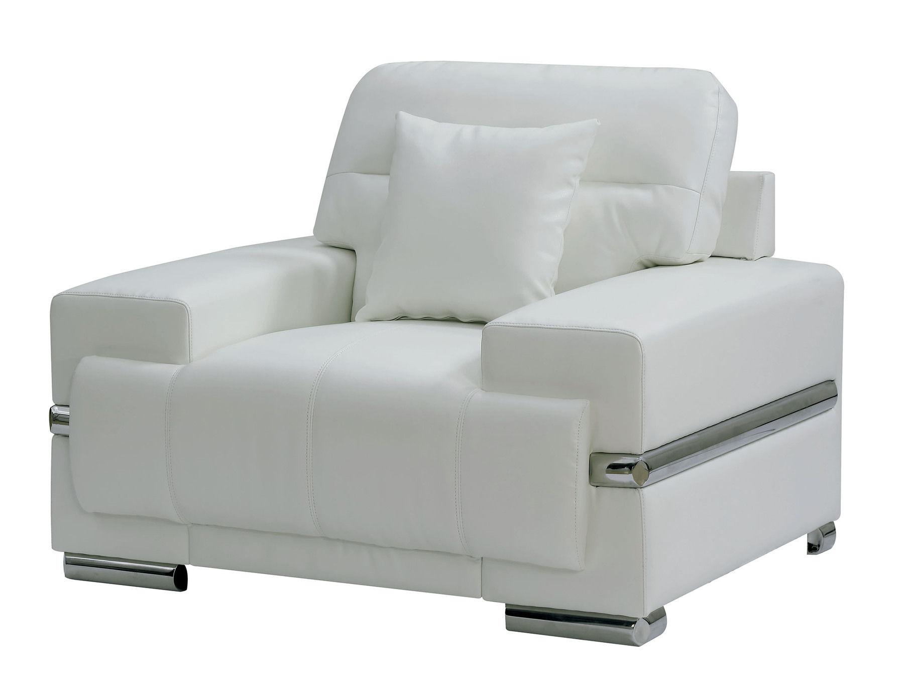 Contemporary Arm Chair CM6411WH-CH Zibak CM6411WH-CH in White Breathable Leathrette