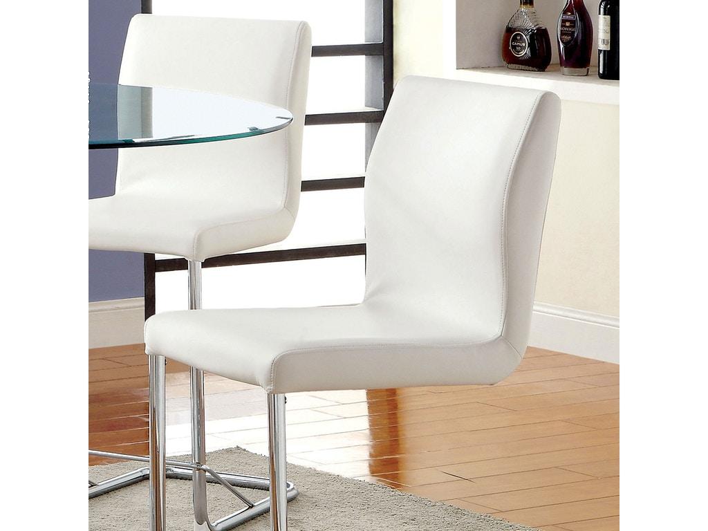 Contemporary Counter Height Chair CM3825WH-PC-2PK Lodia CM3825WH-PC-2PK in White Leatherette