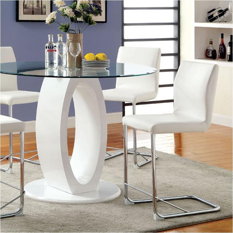 

    
Contemporary White & Chrome Counter Room Set 5pcs Furniture of America Lodia
