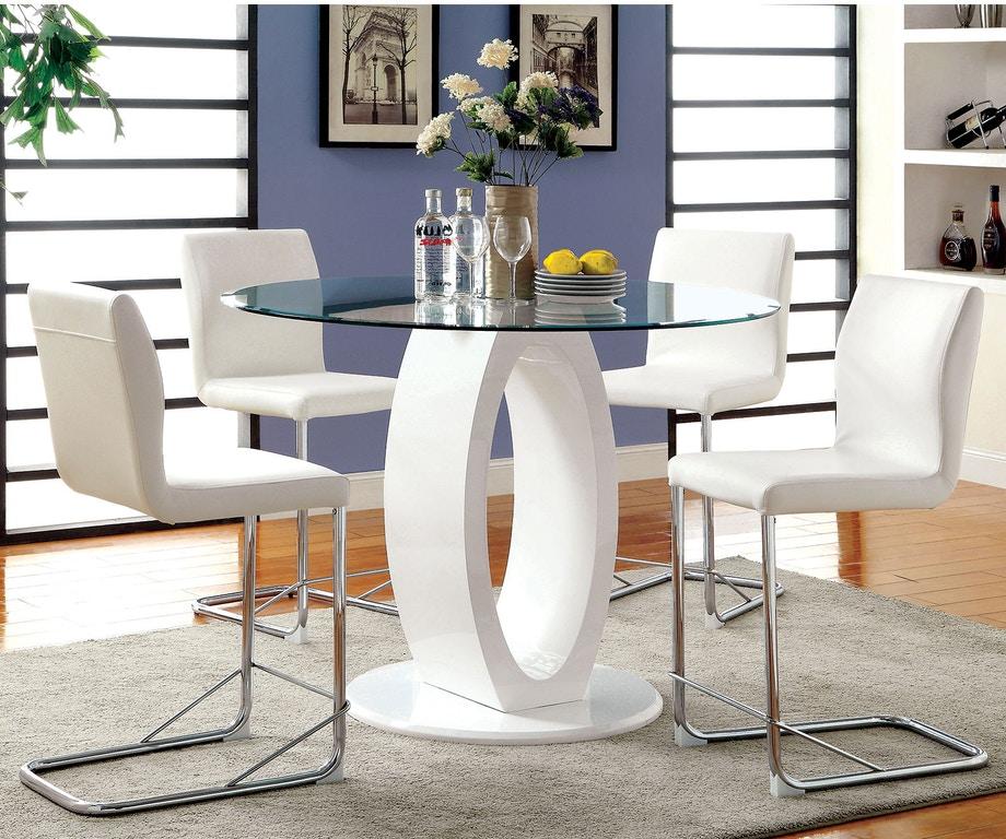 

    
Contemporary White & Chrome Counter Room Set 5pcs Furniture of America Lodia
