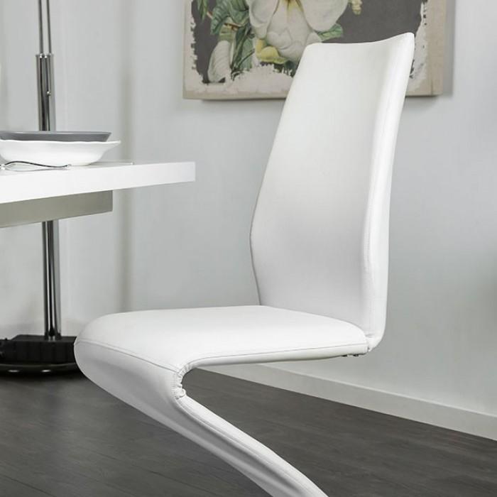 Contemporary Dining Chair Set CM3650SC-2PK Midvale CM3650SC-2PK in Chrome, White Leatherette