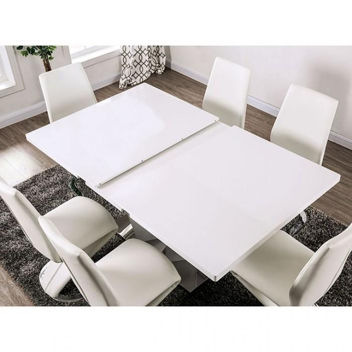 

                    
Furniture of America FOA3742T-Set-5 Zain &amp; Midvale Dining Table Set Chrome/White Leatherette Purchase 
