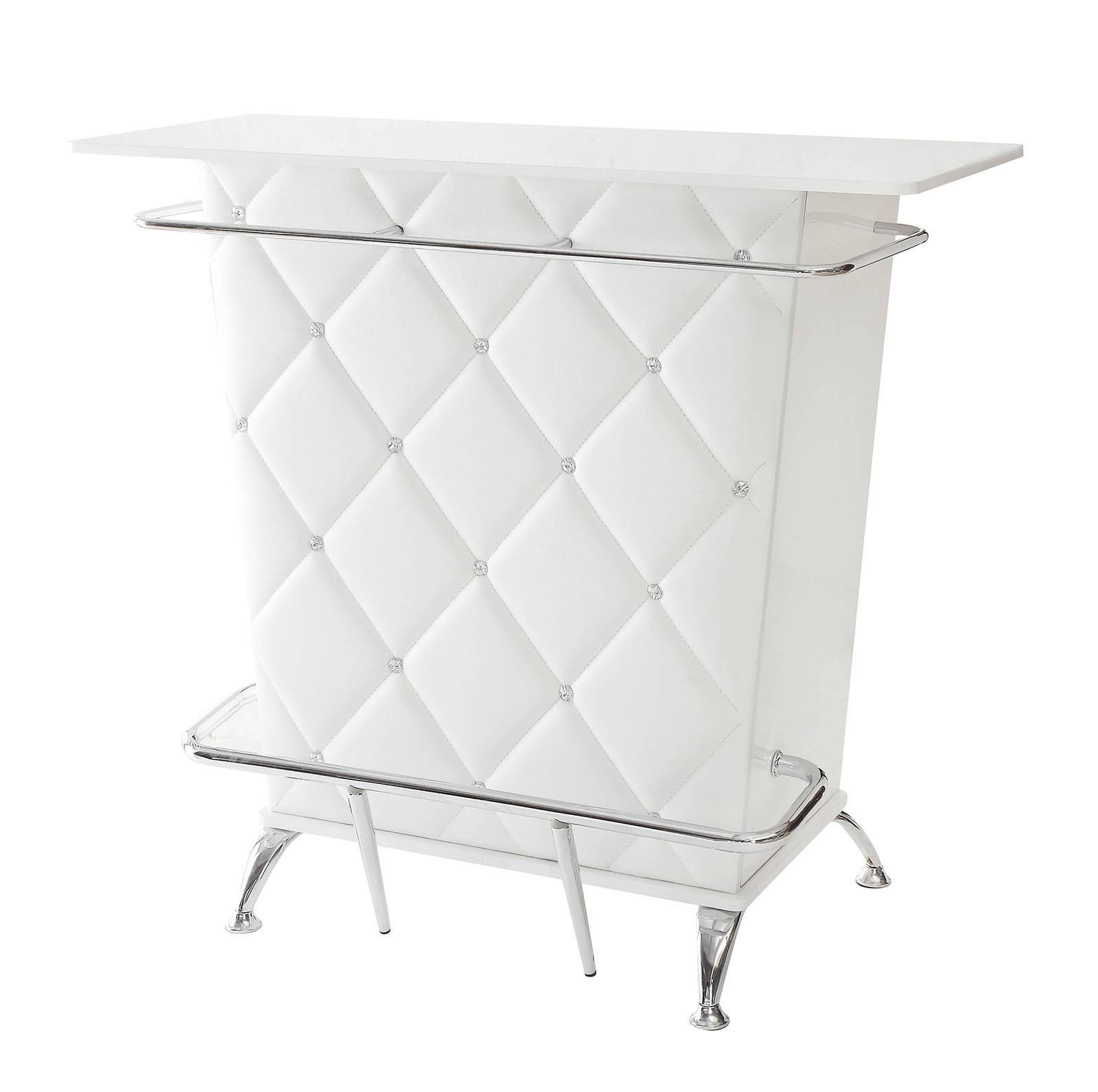 

    
Contemporary White & Chrome Metal Bar Table Furniture of America CM-BT6464WH Fuero
