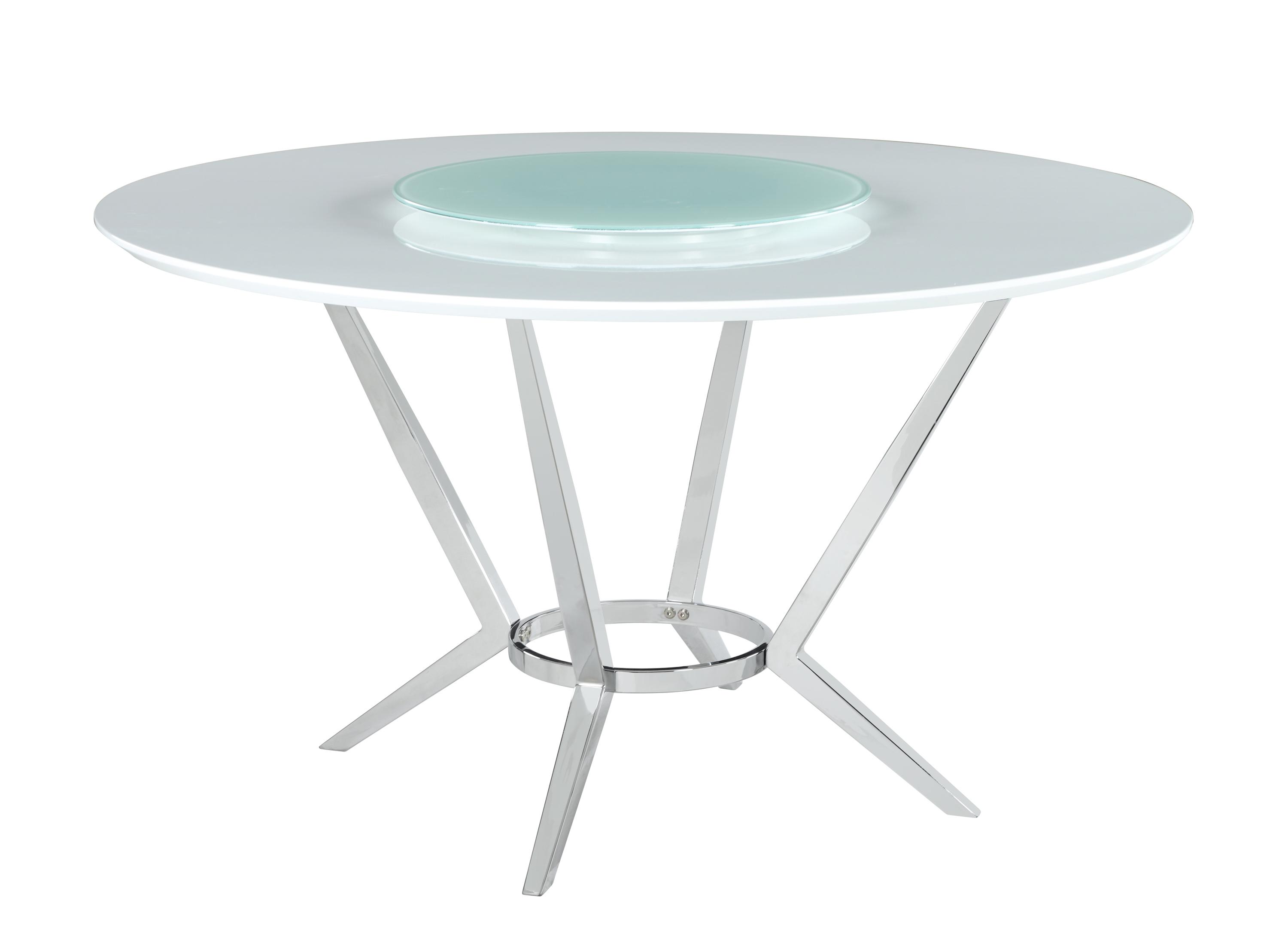 

    
Contemporary White & Chrome Metal Dining Table Coaster 110321 Abby
