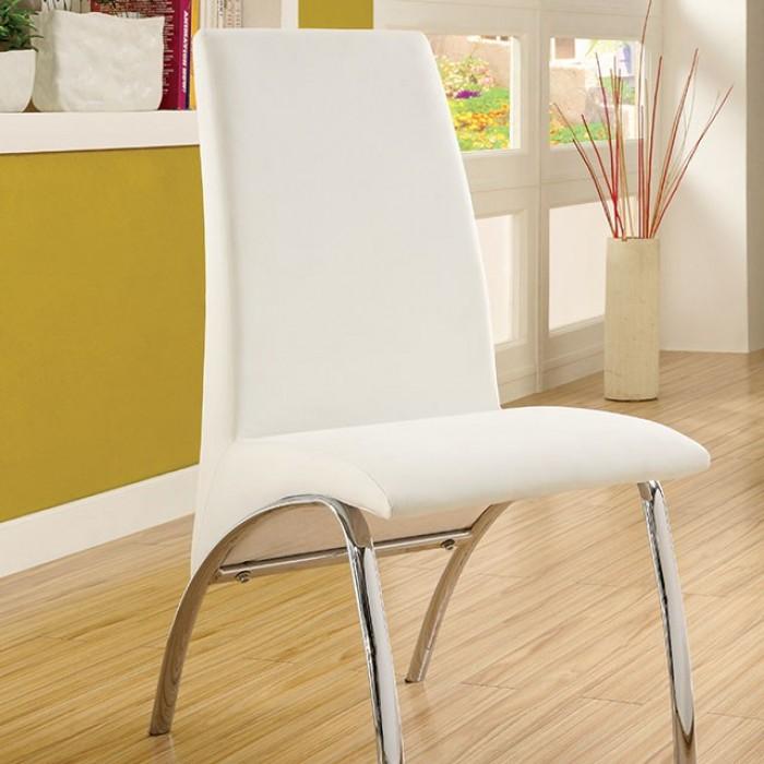 

    
Contemporary White & Chrome Side Chair Set 2pcs Furniture of America CM8370WH-SC-2PK Wailoa
