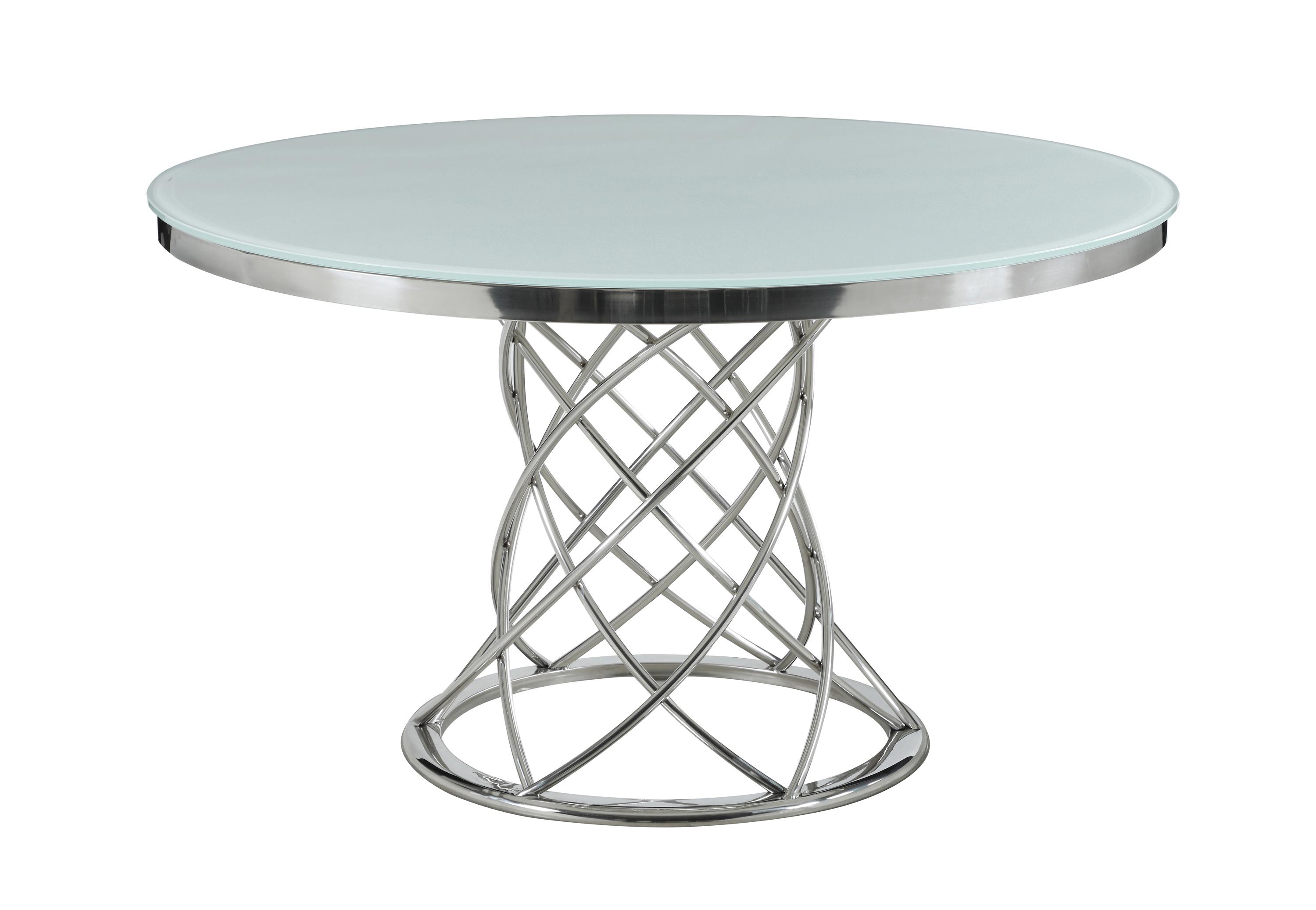 

    
Contemporary White & Chrome Stainless Steel Dining Table Coaster 110401 Irene
