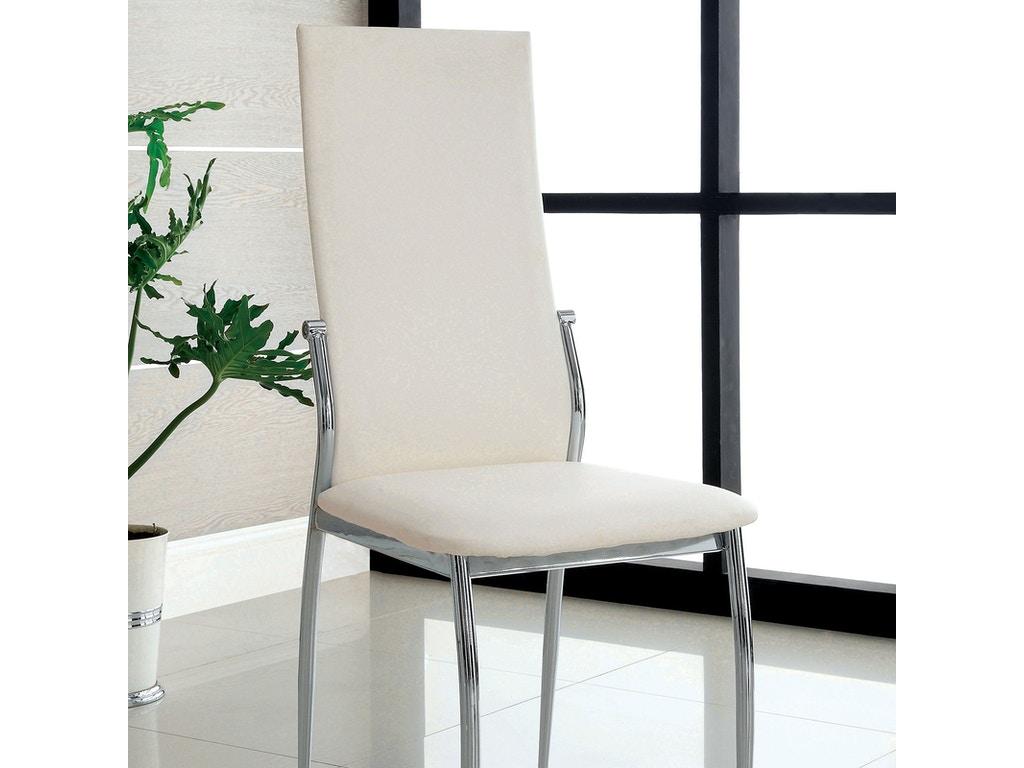 

    
Contemporary White & Chrome Tempered Glass Dining Room Set 5pcs Furniture of America Kona & Kalawao
