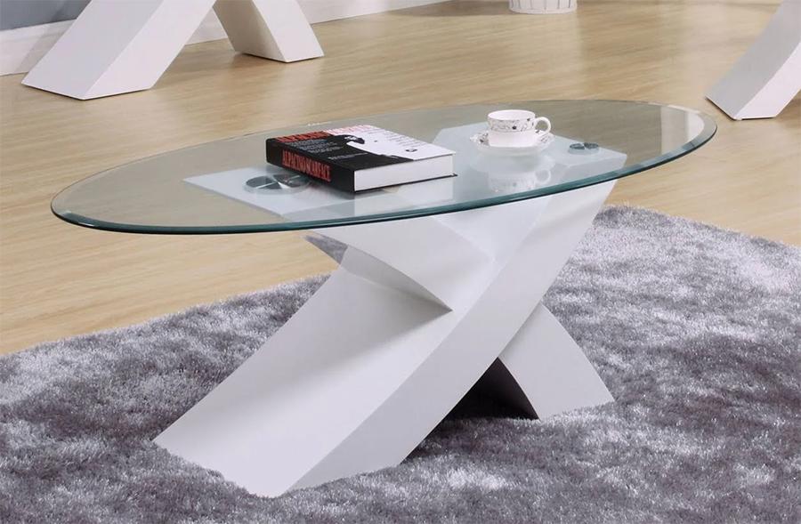 

    
Contemporary White & Clear Glass Coffee Table by Acme Pervis 80860_KIT
