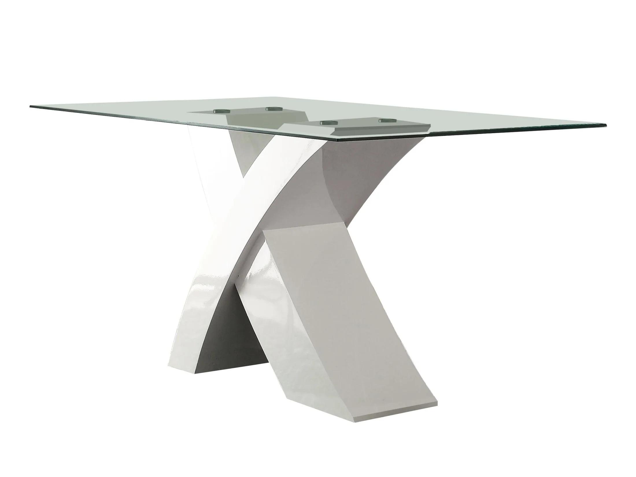 

    
Contemporary White & Clear Glass Dining Table by Acme Pervis 71105
