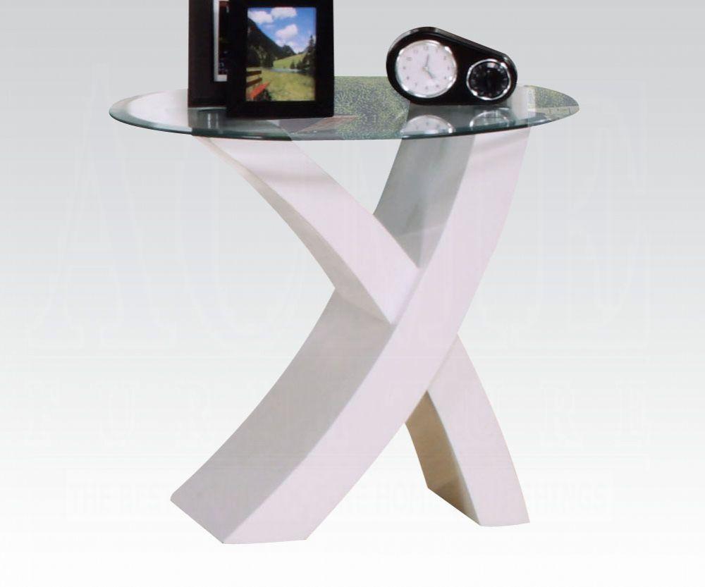 

    
Contemporary White & Clear Glass End Table by Acme Pervis 80862_KIT
