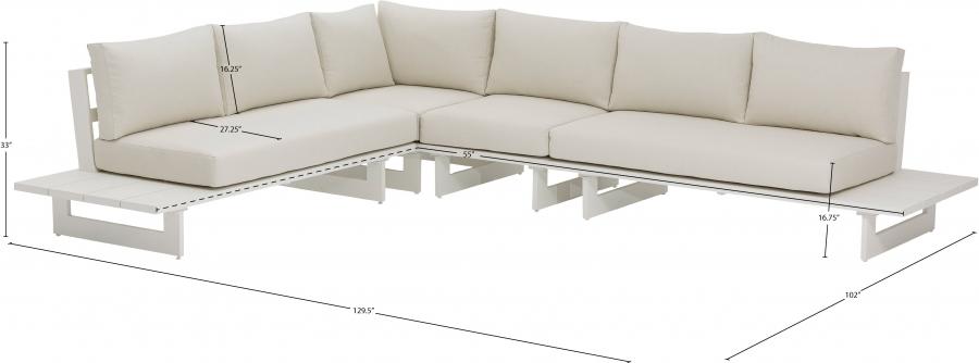

    
 Photo  Contemporary White/Cream Aluminium Patio Modular Sectional Sec1A Meridian Furniture Maldives 337Cream-Sec1A
