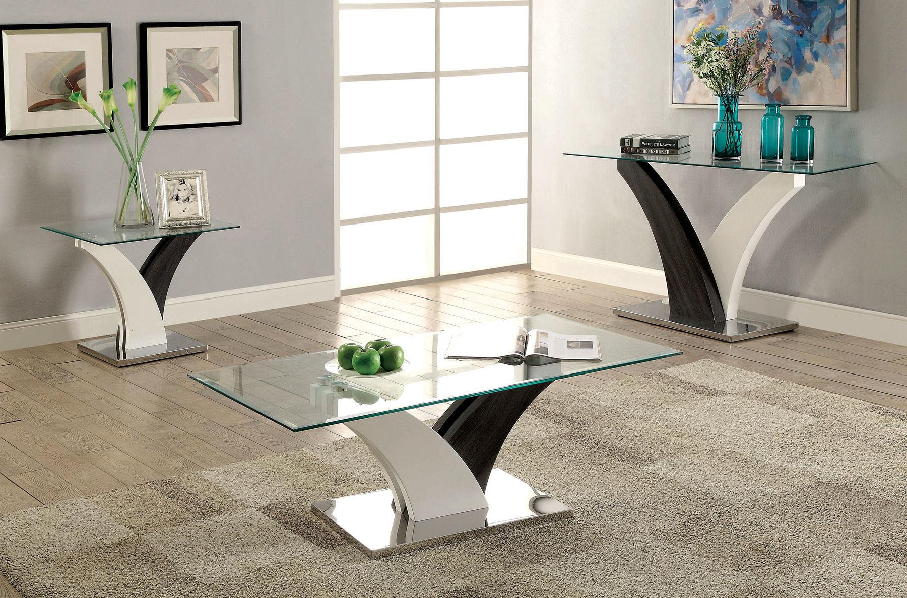 Contemporary Coffee Table and 2 End Tables CM4244C-3PC Sloane CM4244C-3PC in Dark Gray, White 