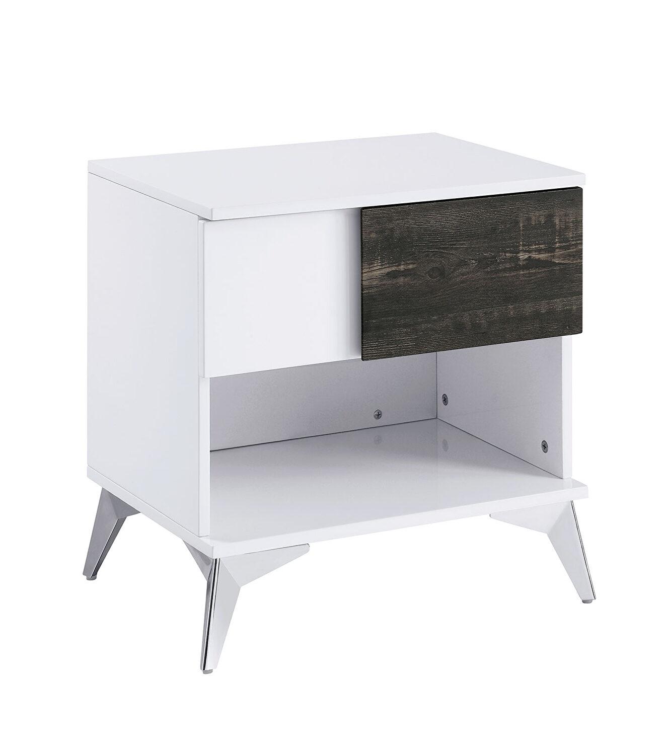 

    
Contemporary White & Distressed Dark Oak Solid Wood End Table Furniture of America FOA4535E Corinne
