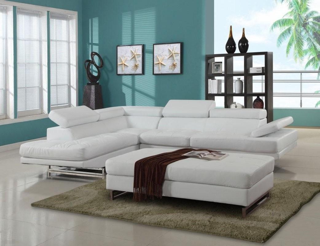 Contemporary Sectional Sofa Preston Preston - Sectional in White Faux Leather