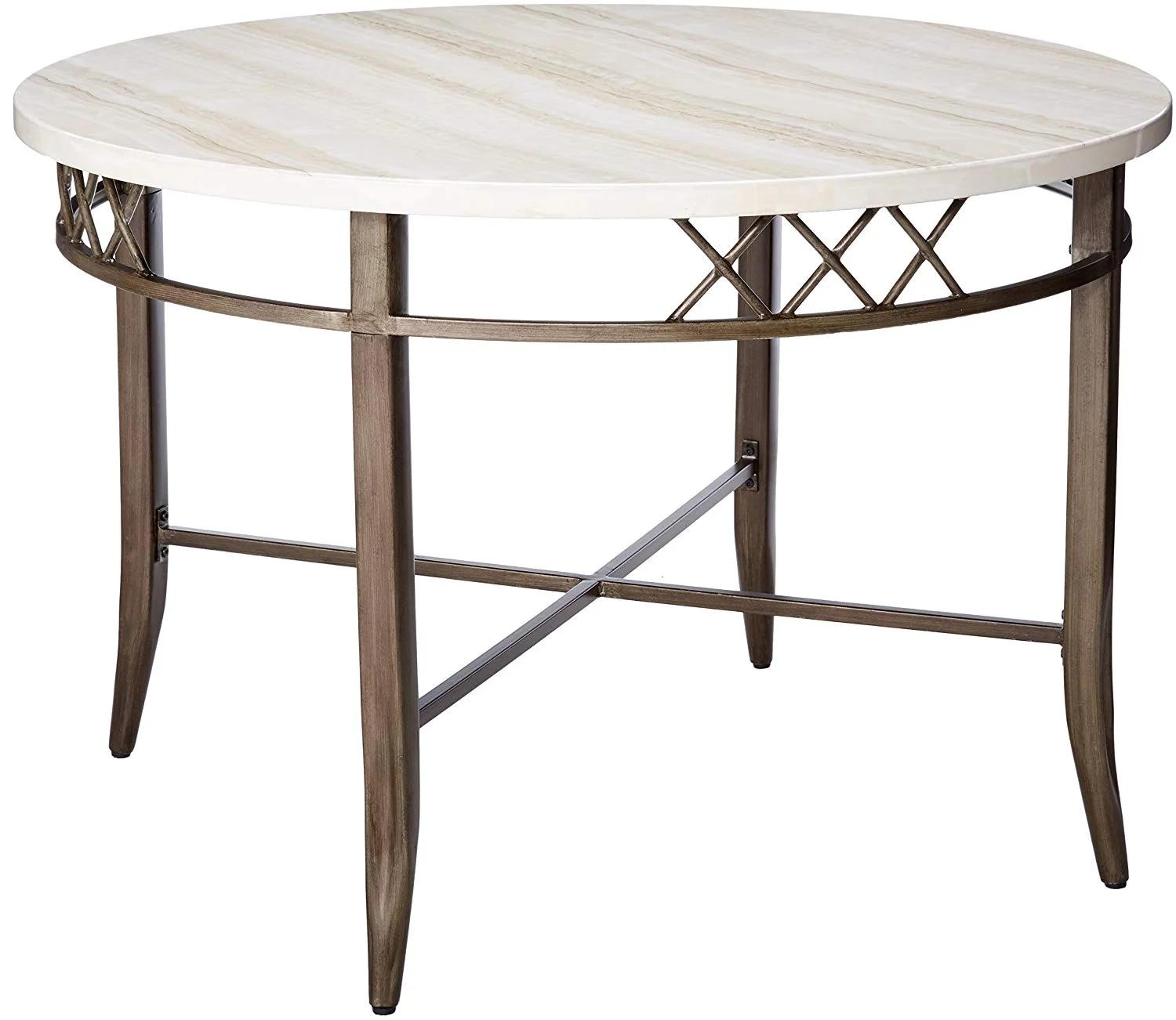 

    
Contemporary White Faux Marble & Antique Dining Table by Acme Aldric 73000

