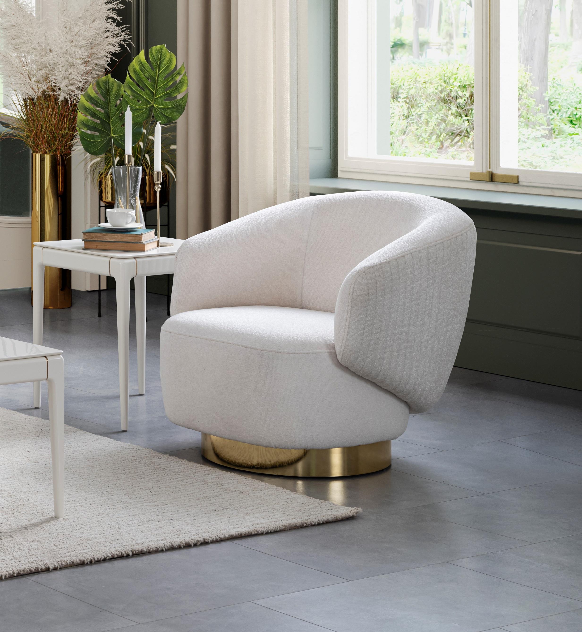 Contemporary Accent Chair CH1758F-WHT Erzin CH1758F-WHT in White Fabric