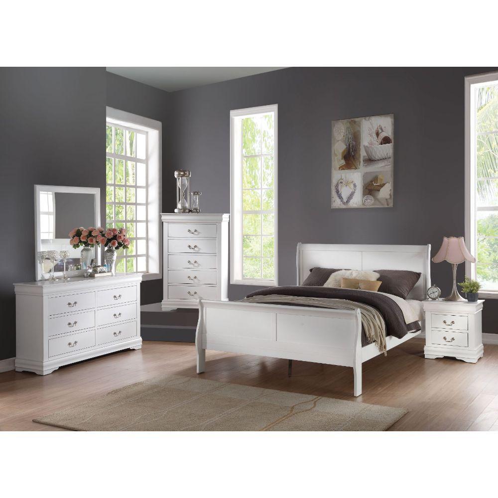 Contemporary, Rustic Bedroom Set Louis Philippe 23840F-3pcs in White 