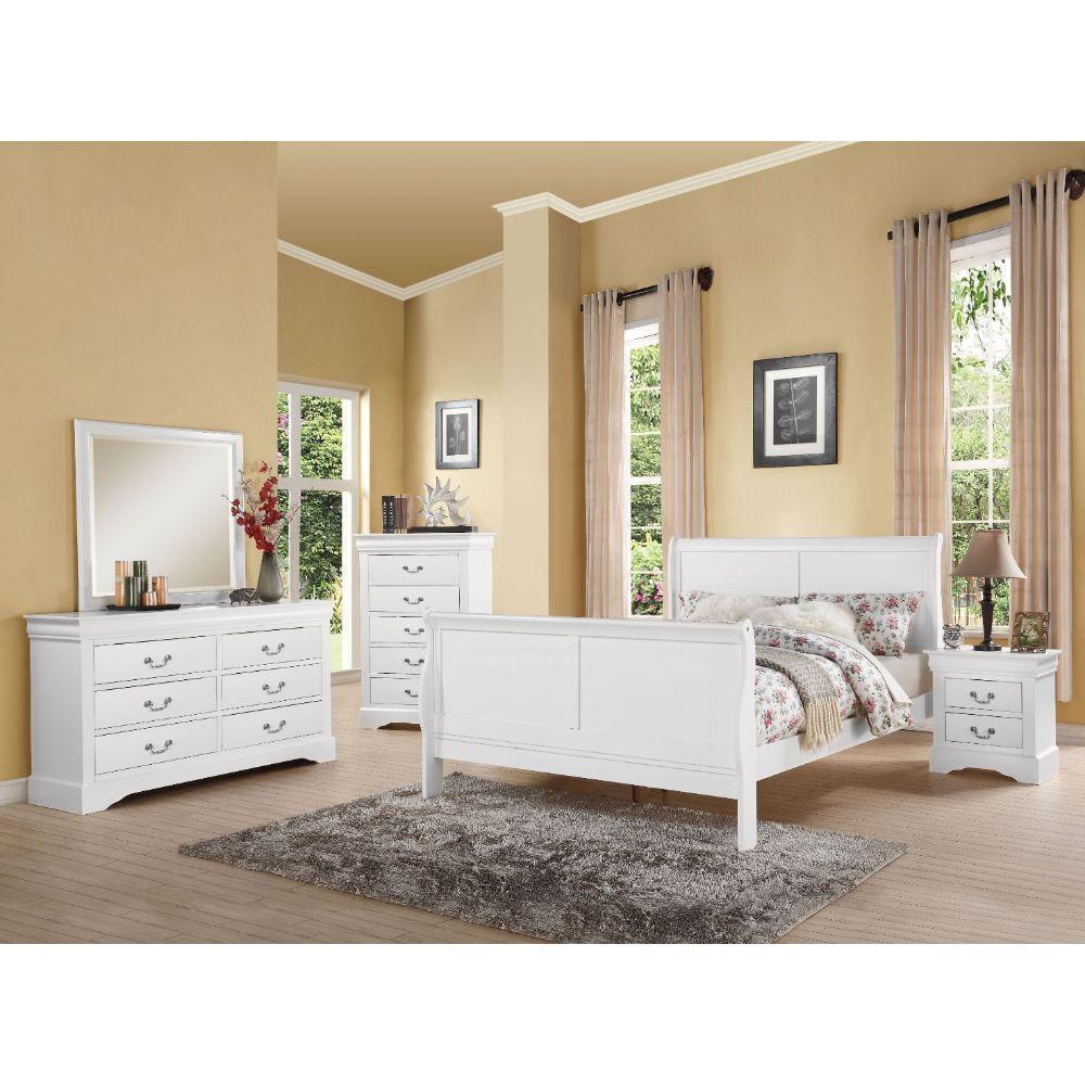 Contemporary, Rustic Bedroom Set Louis Philippe 24510F-5pcs in White 