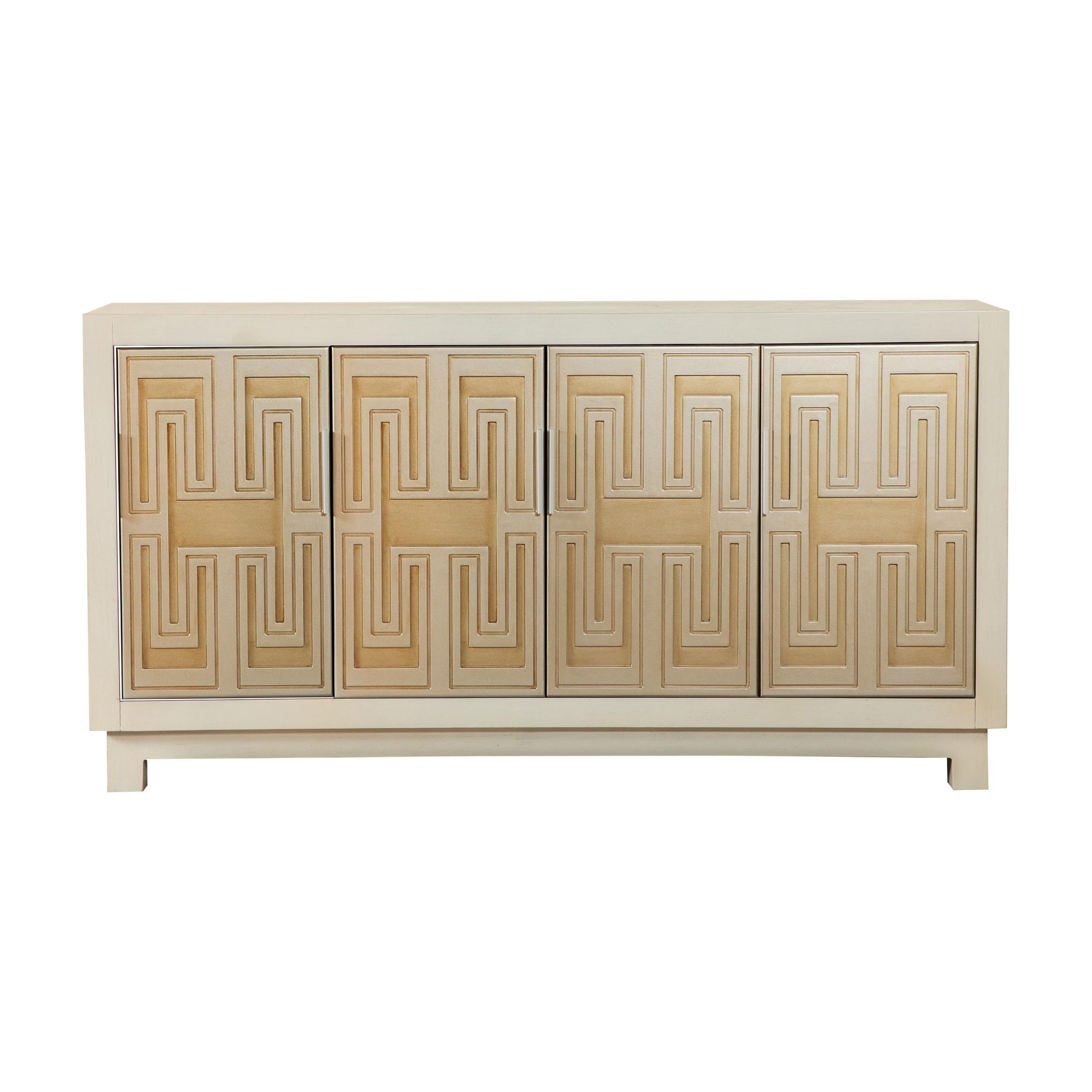 Contemporary Accent Cabinet 953416 953416 in White, Gold 