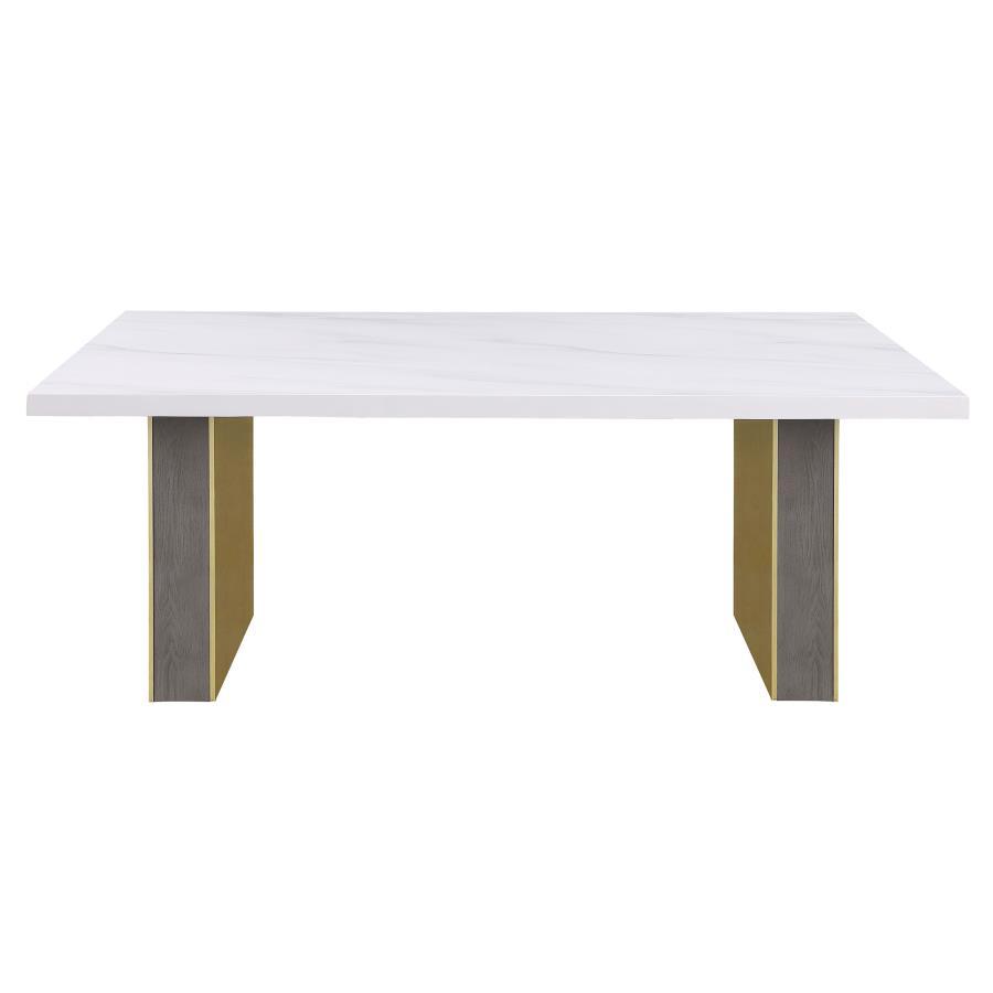 

    
Coaster Carla Dining Table 106651-T Dining Table Marble/White/Gray/Gold 106651-T
