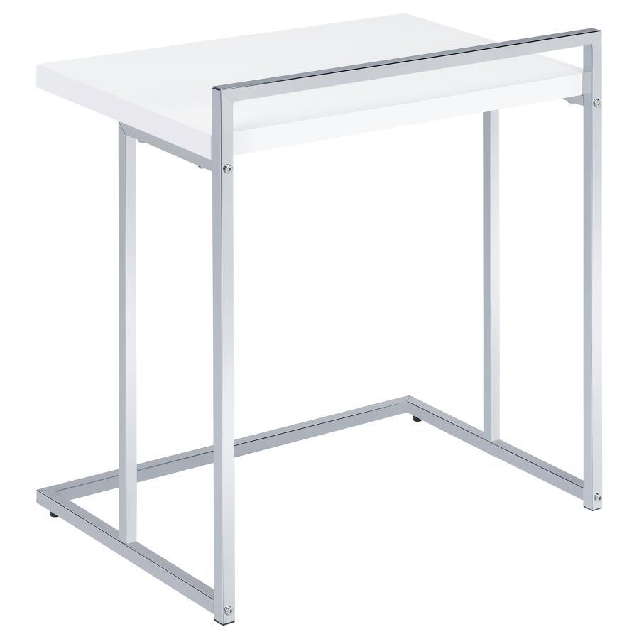 

    
Contemporary White High Gloss Wood & Metal Snack Table Coaster 936118
