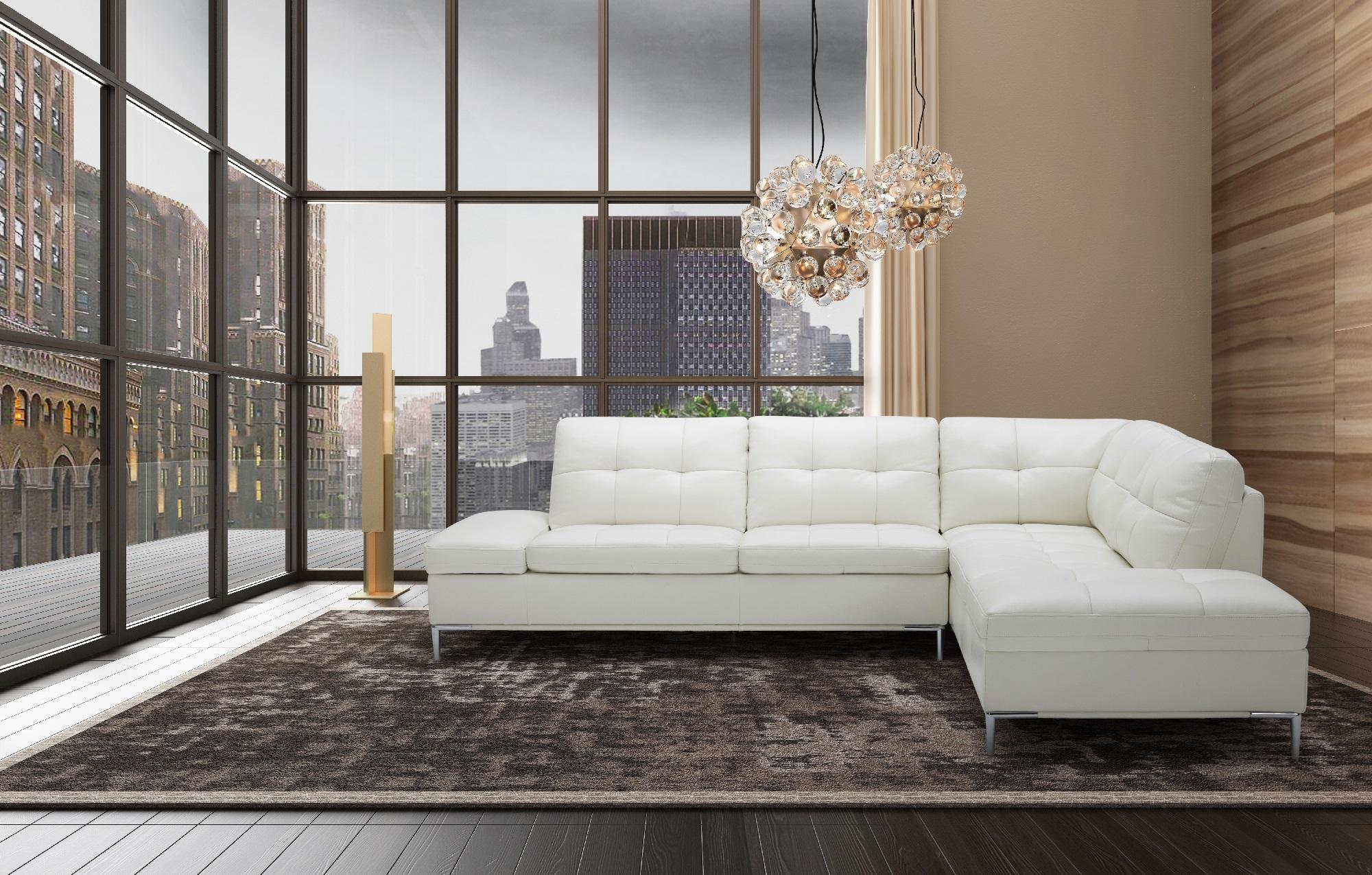 Contemporary Sectional Sofa Leonardo SKU 18993 in White Leather