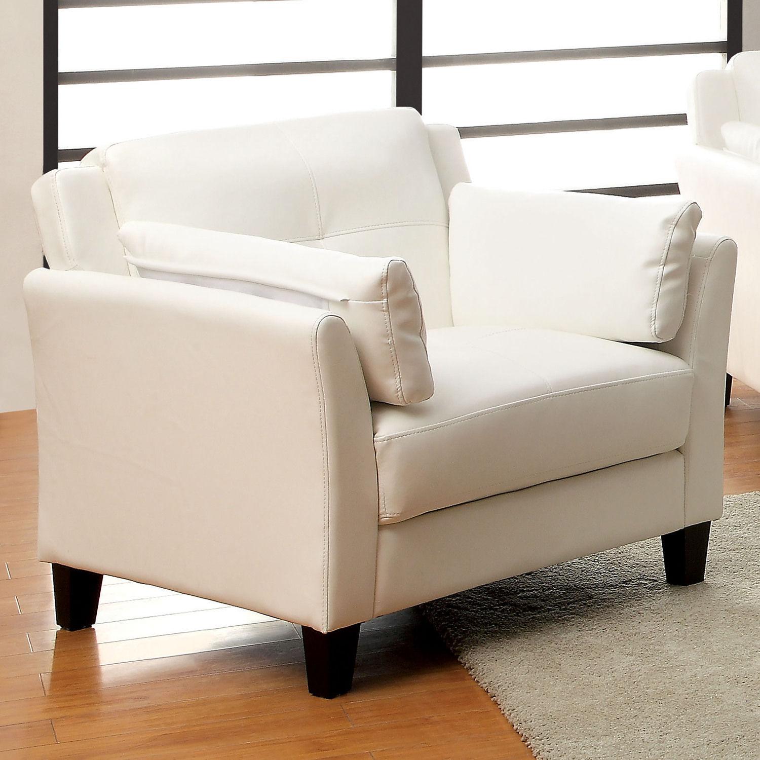 

    
Contemporary White Leatherette Arm Chair Furniture of America CM6717WH-CH Pierre

