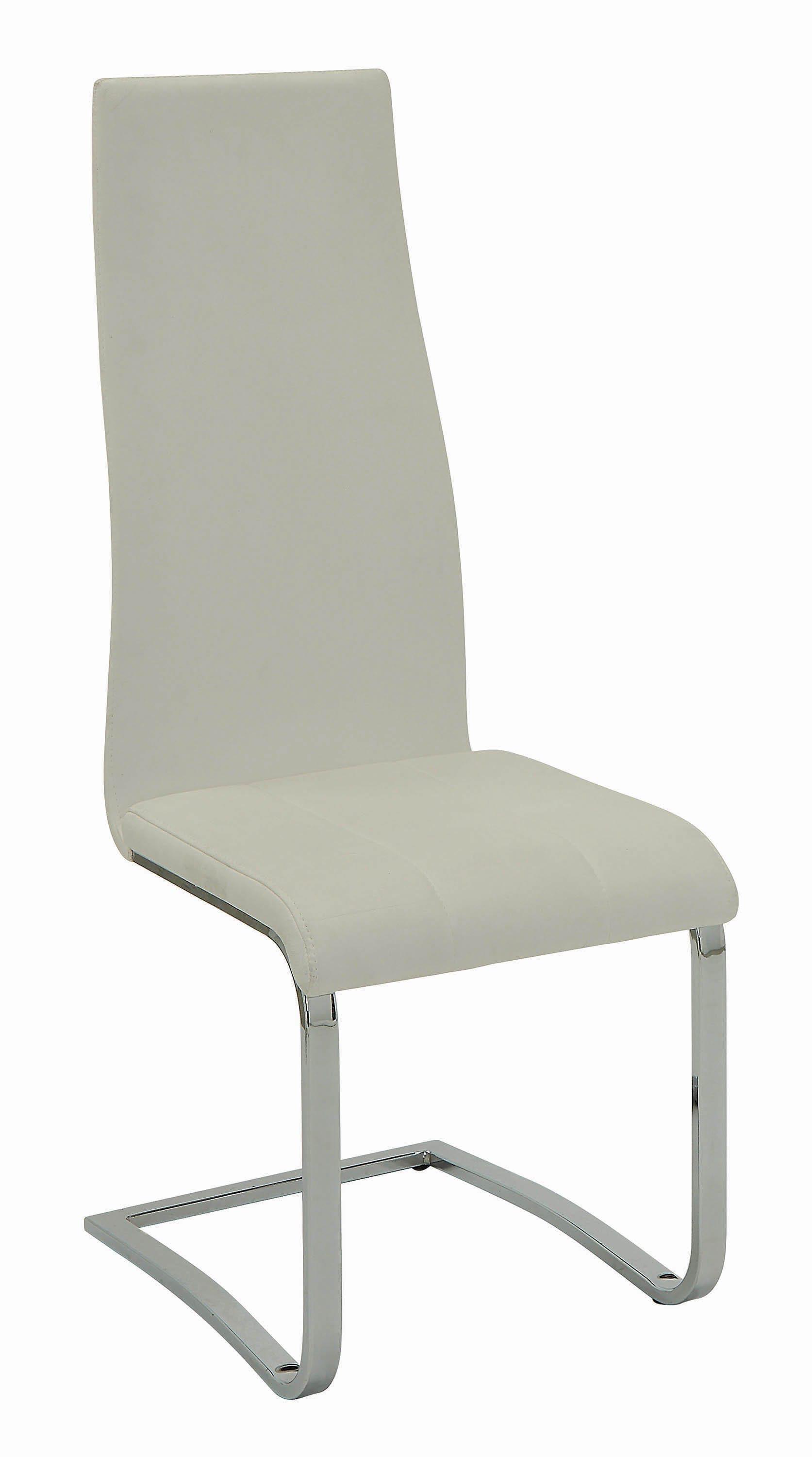 Contemporary Dining Chair Set 100515WHT Anges 100515WHT in White Leatherette