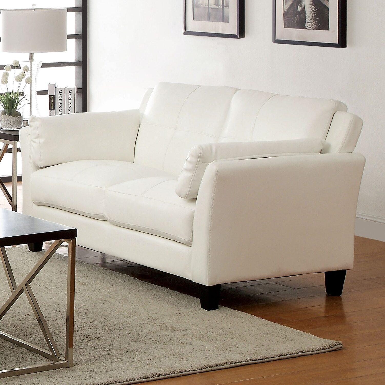 Contemporary Loveseat CM6717WH-LV Pierre CM6717WH-LV in White Leatherette