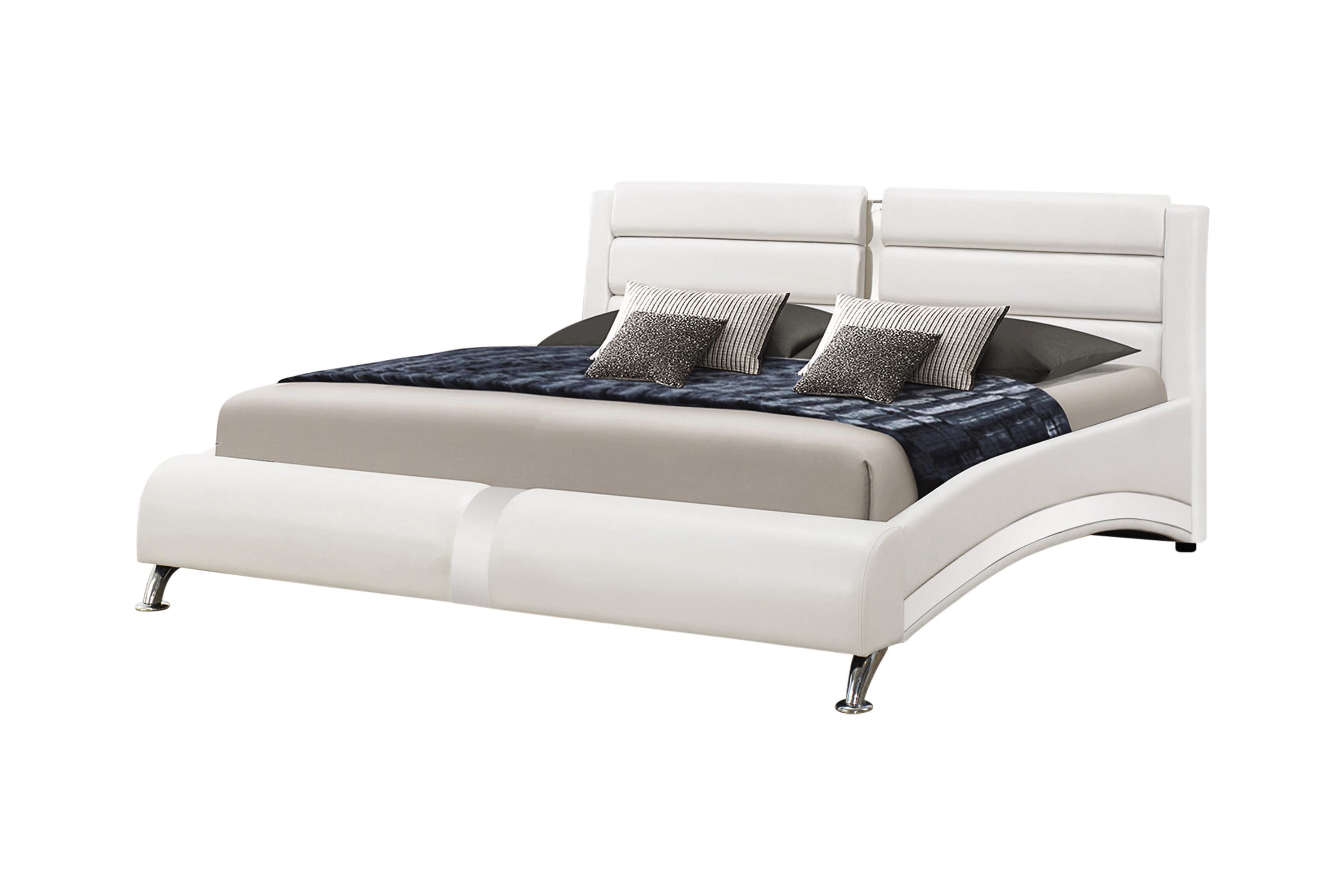 

    
Contemporary White Leatherette Queen Bed Coaster 300345Q Jeremaine
