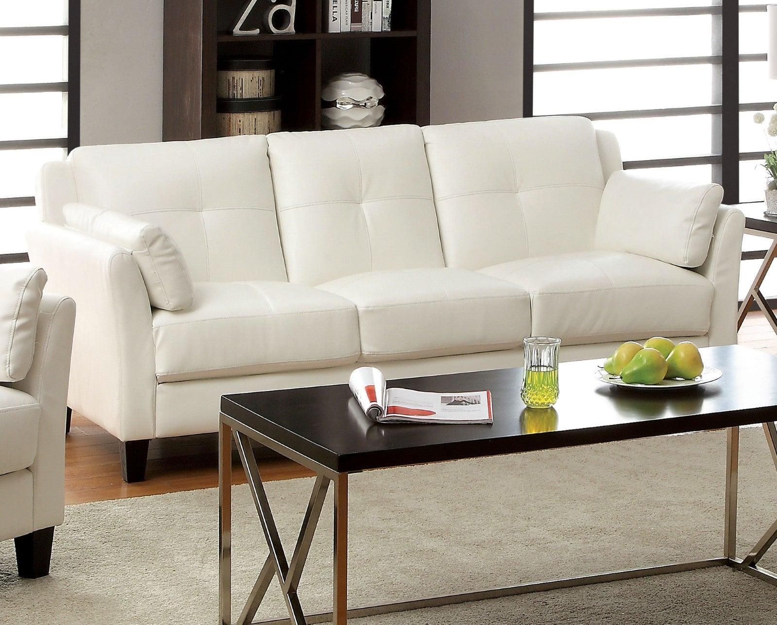 

    
Contemporary White Leatherette Sofa Furniture of America CM6717WH-SF Pierre
