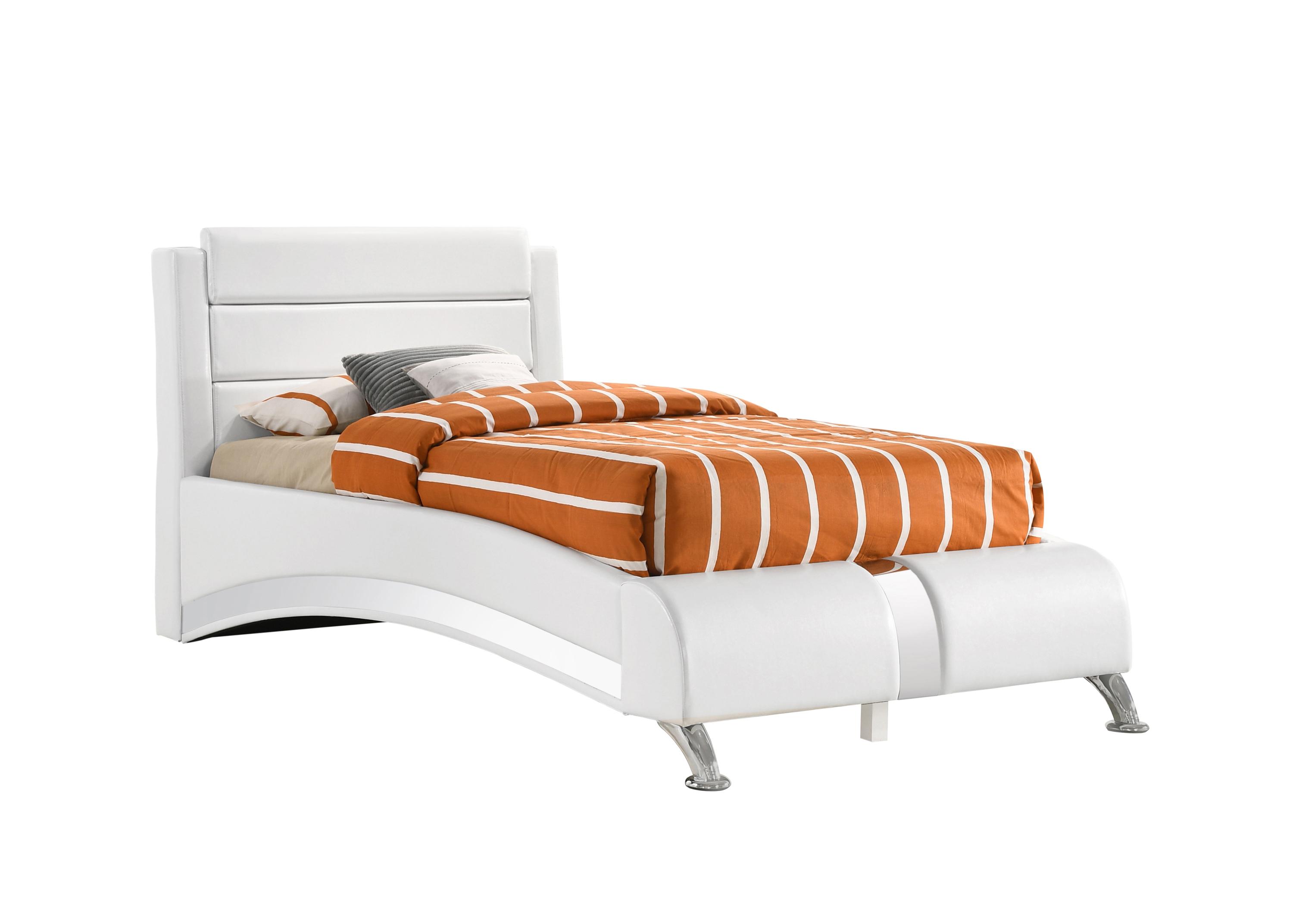 

    
Contemporary White Leatherette Twin Bed Coaster 300345T Jeremaine

